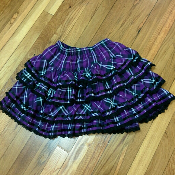 Putumayo purple plaid ruffled skirt EGL