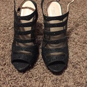 Black sparkly heels