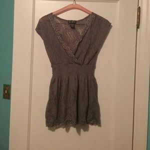 Gray Lace Baby doll top