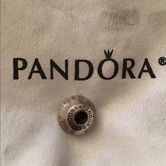 Pandora Retired White Dotted Murano Glass Charm - Picture 2 of 3