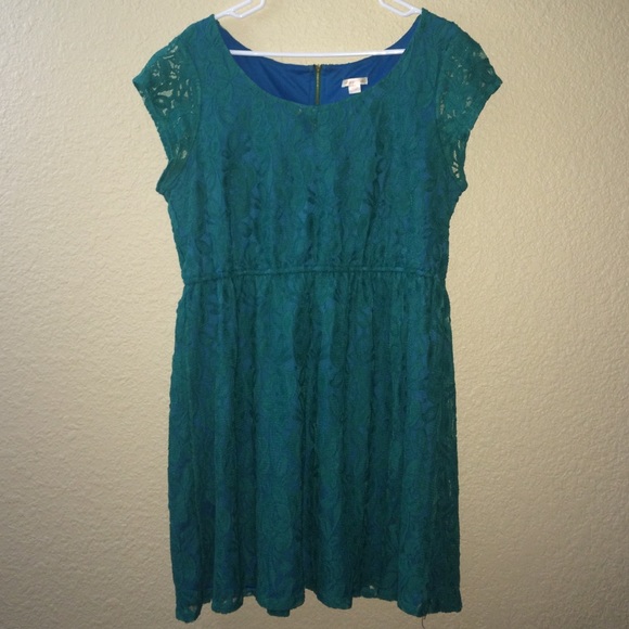 Teal Floral Lace Dress