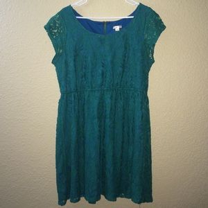 Teal Floral Lace Dress