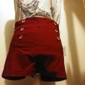 Red high waisted sailor shorts