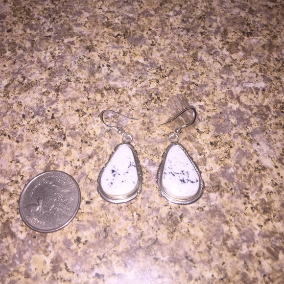 Navajo Sterling Silver White Buffalo Earrings