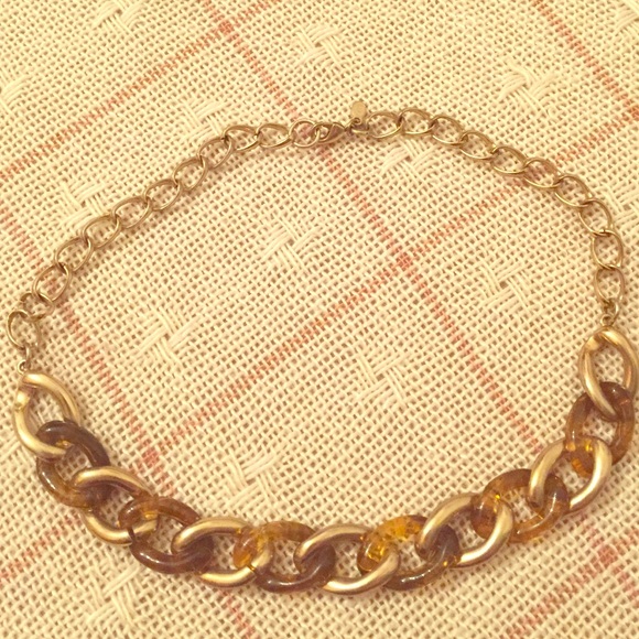 Amber and gold chain necklace