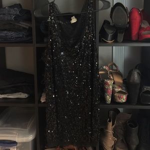 Sheer Black and Sequin Tank
