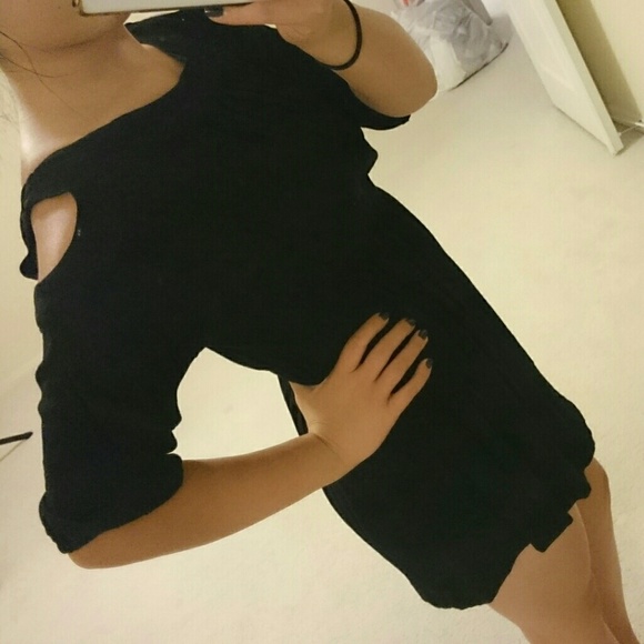 Black Cold Shoulder Mini Dress