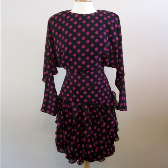 80's polka dot ruffle dress