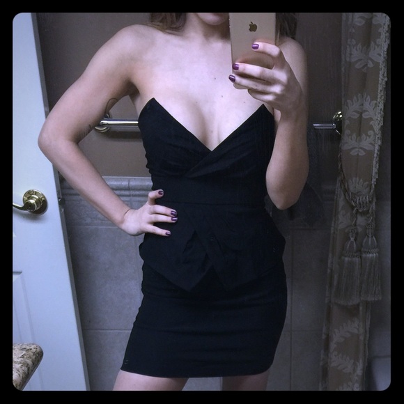 Nasty gal deep plunge peplum dress small