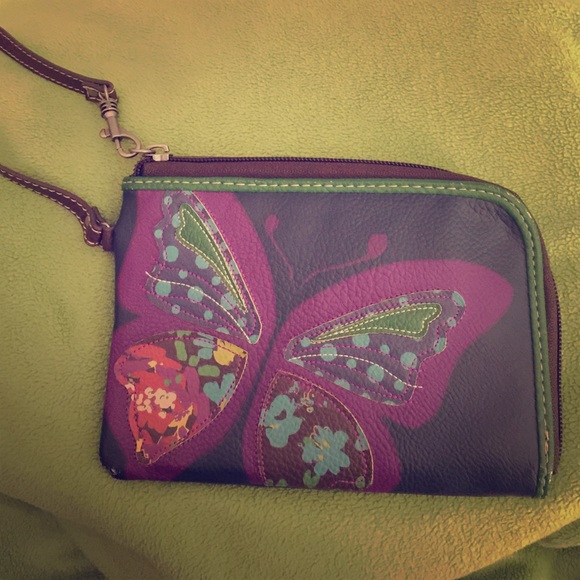 Leather butterfly wristlet