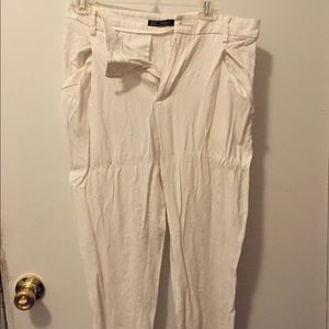 Zara Trafaluc White Linen Ankle Pants Zara Trafaluc White Linen Ankle Pants