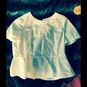Peplum shirt in white and sky blue