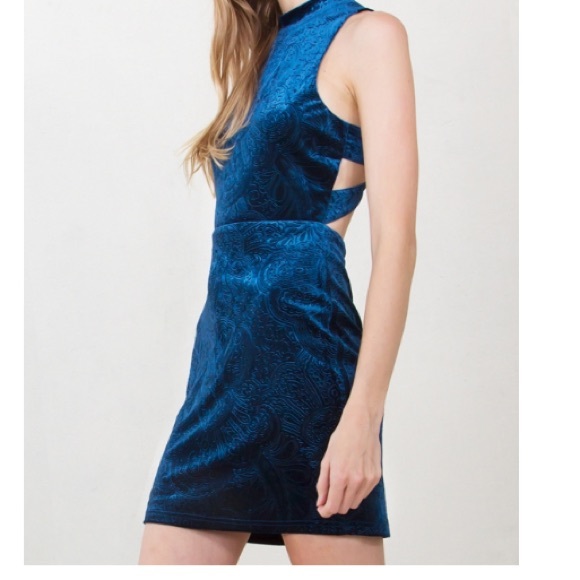 Blue velvet dress with gorgeous texture detail!
