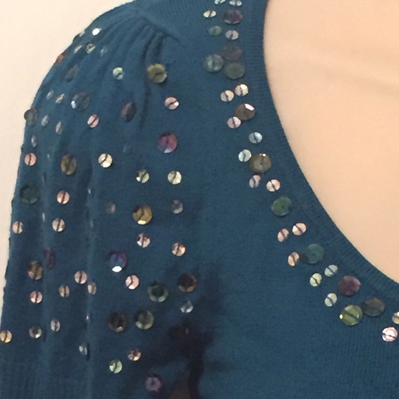 ARDEN B Teal Sequined Sweater - Picture 2 of 2