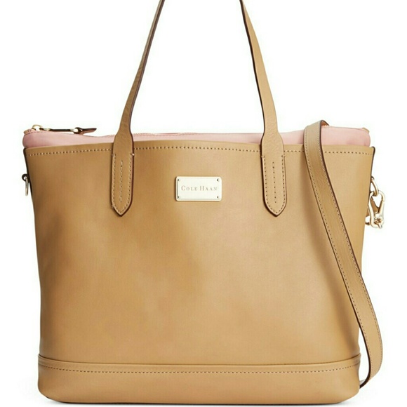 Cole haan bellport leather tote with nylon insert