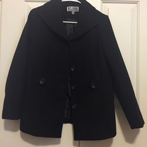 JM collection black pea coat petite med