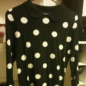 Black white polka dot peter pan collar sweater