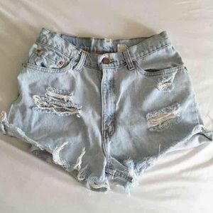 LEVI'S Distressed High-Waisted Shorts
