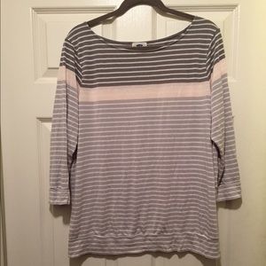 Striped gray and pink shirt