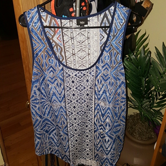 Navy white grey loose top
