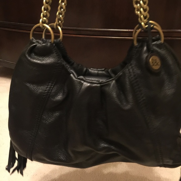 Black leather hobo bag