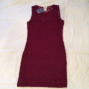Maroon Fit Midi Dress