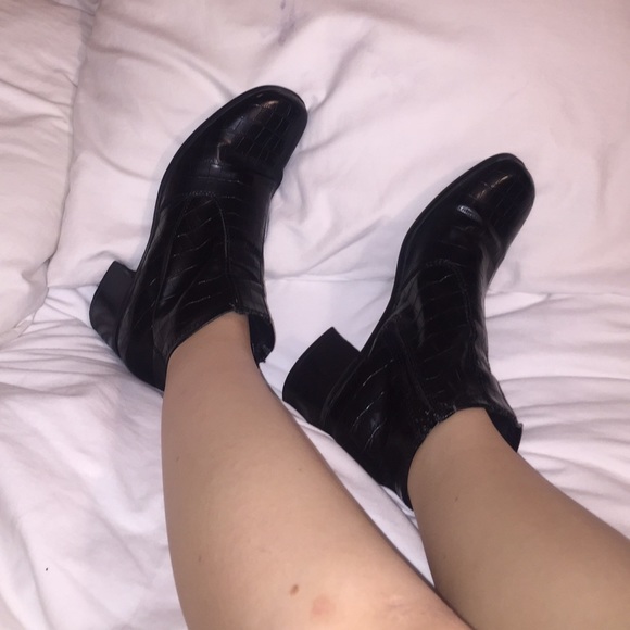 Black snake skin boots