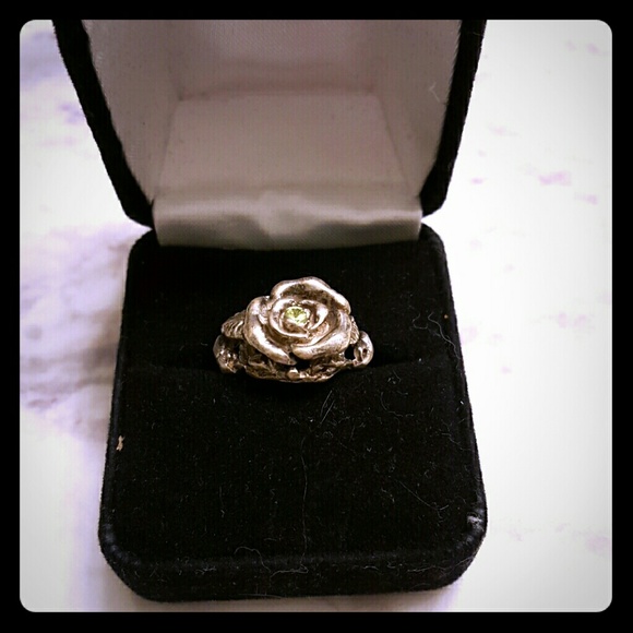 Custom made sterling silver peridot ring
