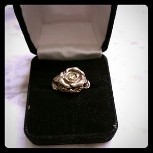 Custom made sterling silver peridot ring