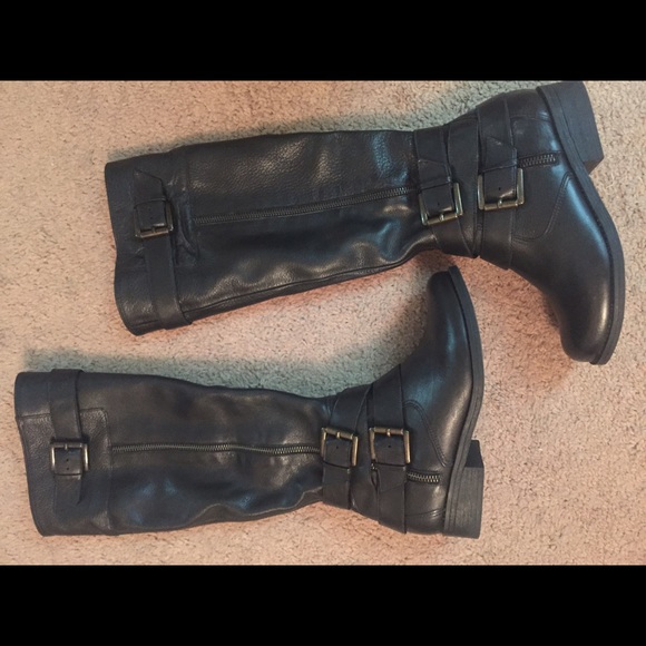 Black leather boots
