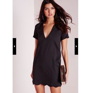 New V-Neck scalloped shift dress