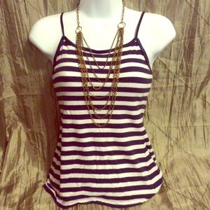 Navy Blue & White Nautical Tank Top - Small