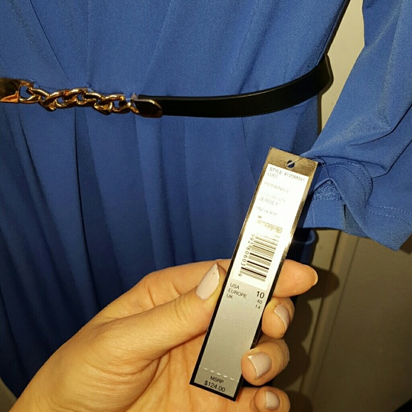 New $124 Tahari blue belted dress size 10 - Picture 3 of 4