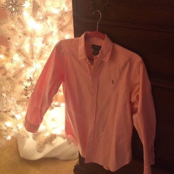 Solid pink polo button up😍