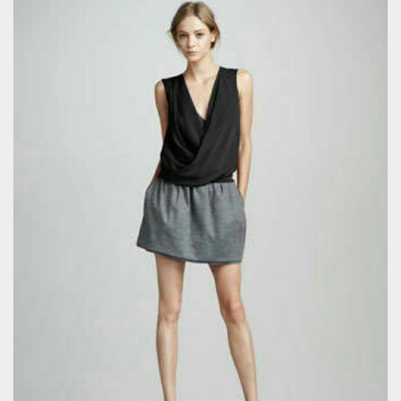 DVF Diane Von Furstenberg "Addie" Gray Wool Pleated Tiered Skirt Size 2