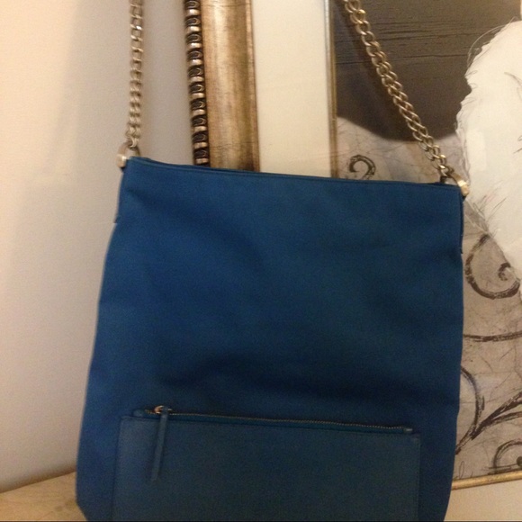 Calvin Klein Blue canvas/ leather long strap bag - Picture 2 of 4