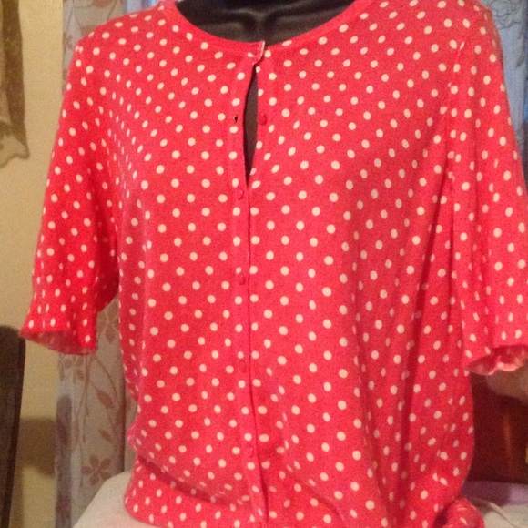 Ann Taylor short sleeve polka dot cardigan