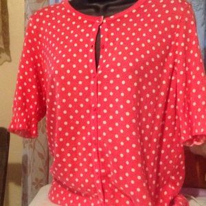 Ann Taylor short sleeve polka dot cardigan