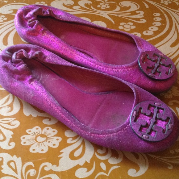 Tory burch flats sparkly purple