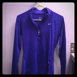 NIKE 1/4 zip dri-fit top - royal blue