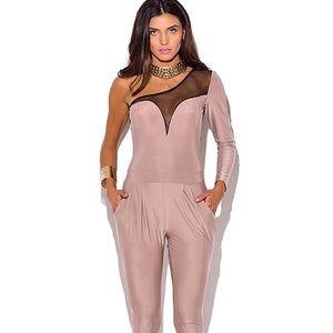 Nude/Beige Evening Jumpsuit