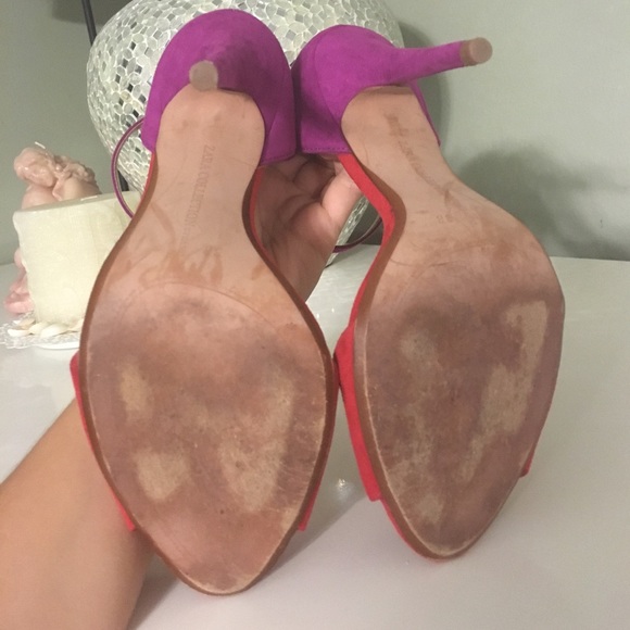 ❌SOLD❌ Zara basic red purple suede heel 38 7.5 - Picture 3 of 4