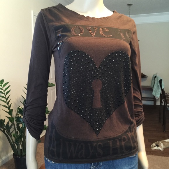 3/4 length beaded/sequined t shirt