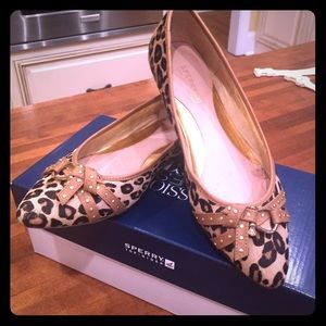 Sperry Top-Sider Cheetah Suede Flats-SZ 8