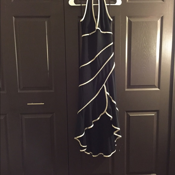 Black and white tea length dress.