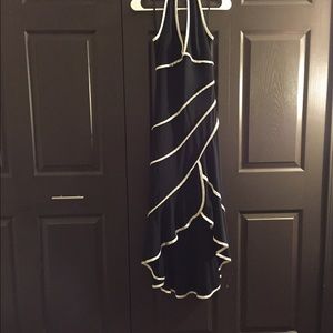 Black and white tea length dress.