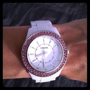 Ladies pink bling Fossil watch