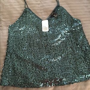 Emerald green sequin tank