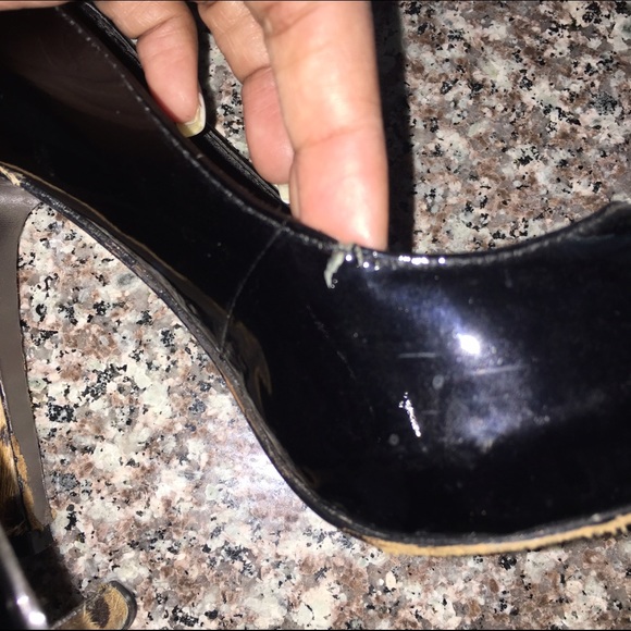 ❗️SOLD❗️Black Patent Leather PeepToe Leopard Heels - Picture 3 of 4