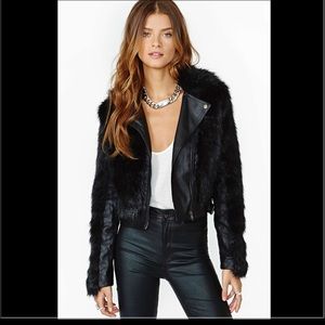 Black Unruly Faux Leather Moto Jacket